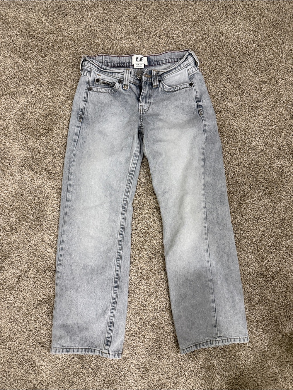 BDG Straight Leg Jeans in Light Gray-Blue Wash